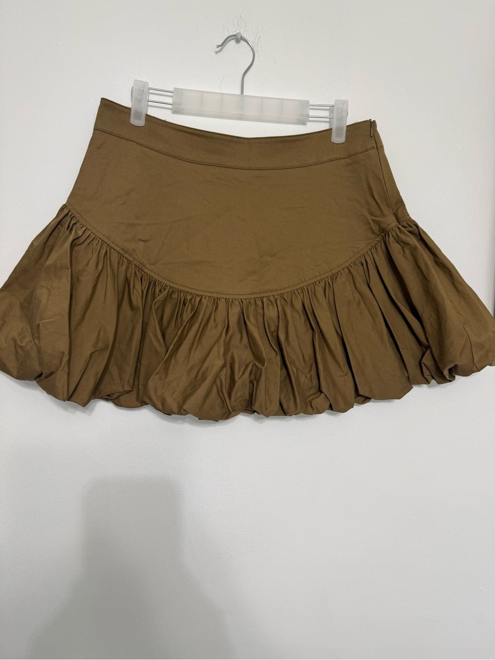 Women's Tan Bubble Hem Skirt - Flared Circle Skater Style